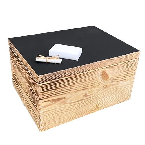 WoodGall Holzkiste mit Deckel groß 40×30×22cm – Aufbewahrungsbox Holz mit Deckel zu Hause – Holzbox Kiefer geflammt – Spielzeug Kiste Holz – Idee für eine Geschenkbox - Deckel als Kreidetafel WoodGall Holzkiste mit Deckel groß 40×30×22cm – Aufbewahrungsbox Holz mit Deckel zu Hause – Holzbox Kiefer geflammt – Spielzeug Kiste Holz – Idee für eine Geschenkbox - Deckel als Kreidetafel von WoodGall
