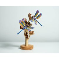 Blaue Libelle Skulptur, Paar, Holz Schnitzen, Handgemacht, Einzigartige Figur, Fee, Gartendekoration, Jubiläumsgeschenk, Neues Jahr Dekor Blaue Libelle Skulptur, Paar, Holz Schnitzen, Handgemacht, Einzigartige Figur, Fee, Gartendekoration, Jubiläumsgeschenk, Neues Jahr Dekor von WoodGlassDecor