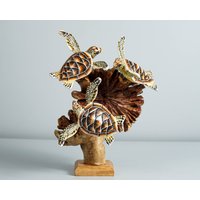 Trio Schildkröte Skulptur, Meeresschildkröte, Holzschnitzerei, Ozean, Bunt, Handgefertigt, Bemalte Statue, Familienzimmer Dekor, Eltern Geschenk Trio Schildkröte Skulptur, Meeresschildkröte, Holzschnitzerei, Ozean, Bunt, Handgefertigt, Bemalte Statue, Familienzimmer Dekor, Eltern Geschenk von WoodGlassDecor
