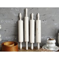 Weiß Holz Nudelholz Teigroller, Shabby Chic Gestrichene Dekorative Alte Backwerkzeug Utensilo, Landhaus Küche von WoodHistory