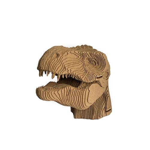 WoodLeo 3D Kopf Skulptur aus Wellpappe Dinosaurier T-Rex Dekofigur für Wohnkultur Ästhetisches Desktop Dekor von WoodLeo