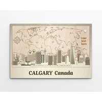 Calgary Skyline Holz Wand-Dekor Kanada Wand-Kunst Personalisiertes Geschenk Reise Kunst Holz-Wand-Kunst Einweihungsparty Mann Jahrestagsgeschenk von WoodMakerdeco