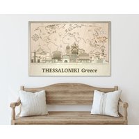 Griechenland Wand Dekor Thessaloniki Skyline Art Home Decor Personalisiertes Geschenk Für Mann, Frau Holz Kunst Reise Custom Haus Dekoration von WoodMakerdeco