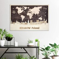 Krakau Skyline Personalisierte Geschenke Holz Wand Kunst-Dekor Jahrestag Geschenk Einweihungsgeschenk Erstes Haus Dekor Wand-Kunst Für Ihn von WoodMakerdeco