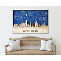 Miami Wall Decor Geschenk Für Mann Frau Hochzeitsgeschenk Holz Wand Dekor Skyline Holzbild Einweihungsparty Jubiläumsgeschenk von WoodMakerdeco