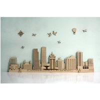 Milwaukee City Skyline Wohnkultur Holz Wand Kunst Art Wall Decor Us Travel Geschenk Handgefertigtes 3D Zeichen von WoodMakerdeco