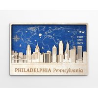 Philadelphia 3D Skyline Holzwandkunst Personalisierte Einweihungsparty Geschenke Holzwanddekor Geschenk Für Ihn Reisezimmerdekor Bauernhauswanddekor von WoodMakerdeco