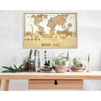 Rom Skyline Der Stadt Holz Wand-Dekor-Italien-Wand-Dekor Personalisierte Brautpaar Hochzeitsgeschenk Für Paare Reise-Wand-Dekor Rom-Wandkunst von WoodMakerdeco