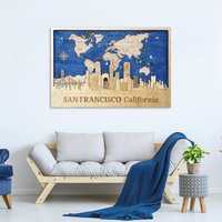 San Francisco Kunst Neue Wanddekoration Holz Wandkunst Jubiläumsgeschenk Wohnkultur Holzkarte Wanddekor Geschäftsgeschenk Rustikale von WoodMakerdeco