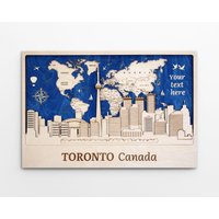 Toronto Wand Dekor Holz Kunst Jahrestag Geschenk Für Mann Reisegeschenk Karte Hochzeitsgeschenk Geburtstagsgeschenk Ihn von WoodMakerdeco