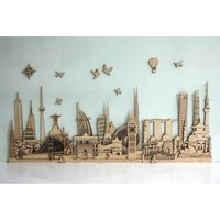 Welt Wahrzeichen Skyline Reise Wand Dekor Exklusives Geschenk 3D Stadtansicht Holz Kunst Wohnkultur Reisebüro Büro Cafe Haus von WoodMakerdeco