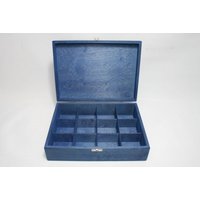 12 Fächer Blaue Holzteebox/Aufbewahrungsbox Aus Holz Schmuckschatulle Sammelbox Personalisierte Box-Option von WoodPower