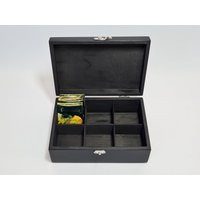 6-Fach-Schwarz-Teebox Aus Holz Sperrholz-Andenken-Schmuck-Organizer von WoodPower