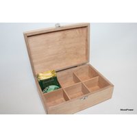 Aufbewahrungsbox Aus Holz/6 Fächer Hellbraune Schmuckschatulle Geschenkbox von WoodPower