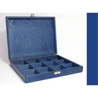 Blau Gebeizte Sperrholzbox Schmuckaufbewahrung Mit 12 Fächern von WoodPower
