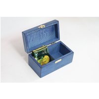 Blau Teebox Aus Holz Schmuckschatulle Mit 2 Fächern von WoodPower