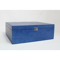 Blaue Holzkiste/Große Geschenkbox Aufbewahrungsbox Babyshower Box 35 X 24 14 cm von WoodPower