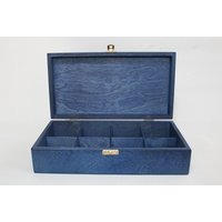 Geschenkbox Aus Holz/8 Fächer Box Blaue Holzkiste Aufbewahrungsbox Schmuckschatulle Sammelbox Favor von WoodPower