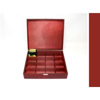 Holzbox Mit 16 Fächern Rot Gebeizte Aufbewahrungsbox von WoodPower