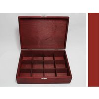 Rote Holz Tee Box Aufbewahrungsbox Mit 12 Fächern, Personalisierte Option von WoodPower