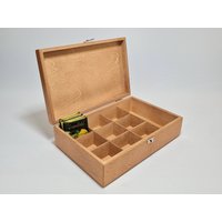 Teebox Aus Holz/10-Fach-Box Hellbraune Box Aufbewahrungsbox Schmuckschatulle Sammlung Favor Organizer von WoodPower