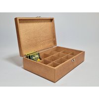 Teebox Aus Holz/12 Fächer Box Hellbraune Holzbox Schmuckschatulle Aufbewahrungsbox Für Die Sammlung von WoodPower