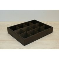 Teebox Aus Holz/Aufbewahrungsbox 12 Offene Fächerbox Dunkelbraune Box von WoodPower