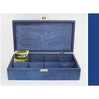 Teebox Aus Holz/Holzkiste Mit 8 Fächern Blaue Andenken Box Schmuckkästchen Baby Shower Geschenkbox Tee-Organizer von WoodPower