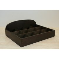 Teebox Aus Holz 12 Fächer/Dunkelbraune Box Holzbox Geschenkbox Personalisierte von WoodPower