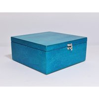 Türkis Gebeizte Sperrholz Box Aufbewahrungsbox | 25x26x13 cm von WoodPower