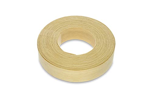 WoodPress® 22 mm Echtholz-Bügelkante - 7,5 m Rolle - vorgeklebtes Holzfurnierband für einfache DIY-Anwendung - deckt den Rand einer Standard-MDF-Platte ab von WoodPress