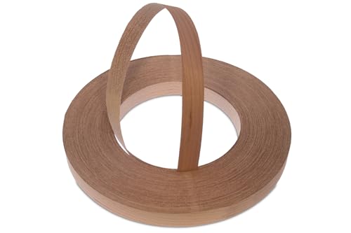 WoodPress 22 mm Kirschholz Vorgeklebtes Furnier-Randband - 50m Rolle für die Industrie Gehobene Qualität - Eisen-On Holz für Einfache DIY-Anwendung von WoodPress
