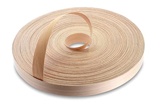 WoodPress 22mm Gedämpfte Buche Echt Vorgeklebtes Furnier-Randband - 50m Rolle für die Industrie Gehobene Qualität - Eisen-On Holz für Einfache DIY-Anwendung von WoodPress