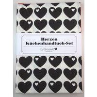 2 Geschirrtücher Küchenhandtücher Handtuch Graziela Herzen 70Er-stil 70S Neu von WoodStockShop