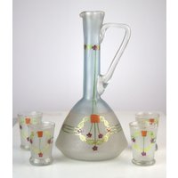 Likör-Set Mit 4 Likörgläser + Karaffe Jugendstil Antik Alt Art Nouveau Vintage von WoodStockShop