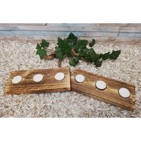 Kerzenhalter, Teelichthalter Geflammt Für 3 Teelichte von WoodVibesShop