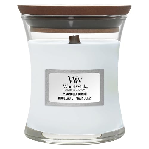 WoodWick mittelgroße Duftkerze im Sanduhrglas mit knisterndem Docht | Magnolia Birch | Brenndauer bis zu 20 Stunden WoodWick mittelgroße Duftkerze im Sanduhrglas mit knisterndem Docht | Magnolia Birch | Brenndauer bis zu 20 Stunden von WoodWick