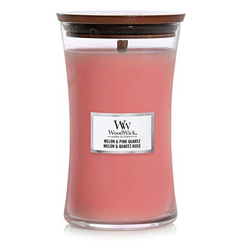 WoodWick Hourglass großes glas Duftkerze mit knisternder Docht | Melon & Pink Quartz | Brenndauer bis zu 130 Stunden, 1681480E, Large Hourglass von Yankee Candle