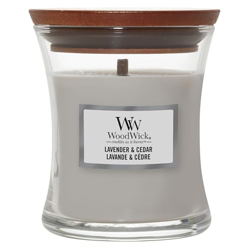 WoodWick mittelgroße Duftkerze im Sanduhrglas mit knisterndem Docht |Lavender & Cedar | Brenndauer bis zu 20 Stunden WoodWick mittelgroße Duftkerze im Sanduhrglas mit knisterndem Docht |Lavender & Cedar | Brenndauer bis zu 20 Stunden von WoodWick