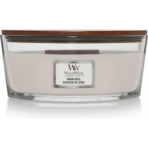 WoodWick WW CANDLE ELIPSE WARM WOOL 1725446E, Weiß/Durchsichtig, 9.2cm x 19.1cm x 12.1cm von WoodWick