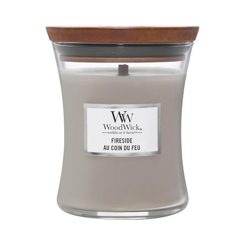 WoodWick mittelgroße Duftkerze im Sanduhrglas mit knisterndem Docht | Fireside | Brenndauer bis zu 60 Stunden WoodWick mittelgroße Duftkerze im Sanduhrglas mit knisterndem Docht | Fireside | Brenndauer bis zu 60 Stunden von WoodWick