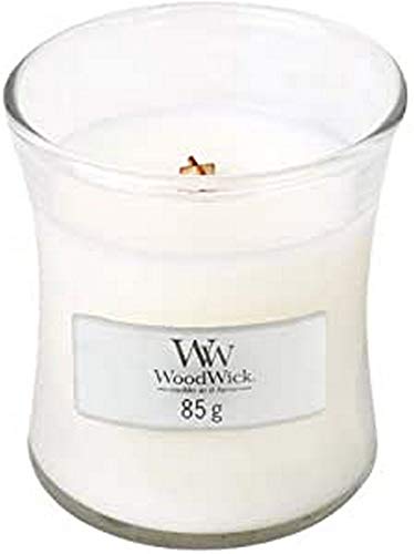 Woodwick Duftkerze im Glas, Teakholz, klein, Weiß, White, Mini, 85 von WoodWick