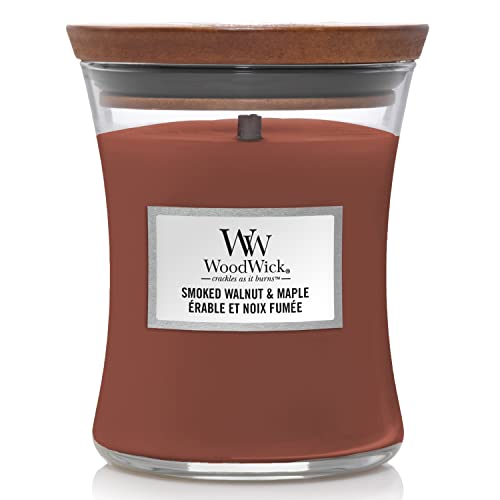 Millefiori WoodWick Kerzen, Smoked Walnut & Maple, Mittel, 1420 von WoodWick