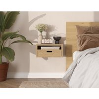 Hängender Nachttisch Aus Holz Im Mid-Century-stil Mit Regal Und Schublade Eichenholz von WoodWorkStoreus