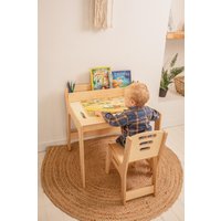 Brettspiel Tisch Und Stuhl, Montessori Möbel, Schreibtisch Organizer Für Kleinkind, Custom Spieltisch, Kinder Aktivitätstisch von WoodandRoomUA