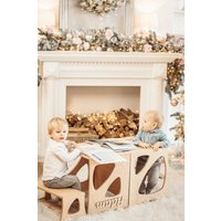 Weihnachtsgeschenk Für 1 Jahr Alt - Montessori Küchenturm Wandelbarer Lernhelfer Personalisierbarer Kleinkindstuhl Möbel von WoodandRoomUA