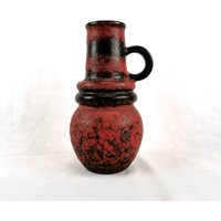 Scheurich West Germany Vase Mit Fat Lava Glasur, Made in 70's, Modell 428-26, Rote Vase, Mid Century Keramik von Woodastal
