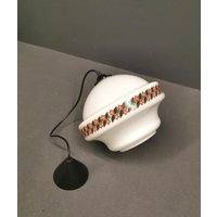 Vintage Glas Pendelleuchte Mit Blumenmuster, 1970Er Jahre Retro Deckenleuchte, Made in Jugoslawien von Woodastal
