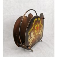 Vintage Zeitungsständer Aus Holz & Metall von Woodastal