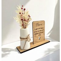 Geschenk Für Freunde I Mama Tochter Sohn Muttertag Blumen Karte Vase Holz Liebe Holzkarte Mit Trockenblumen Und von WoodbeatManufaktur